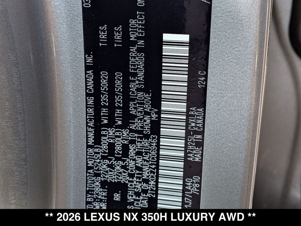 2026 Lexus NX HYBRID NX 350h LUXURY AWD