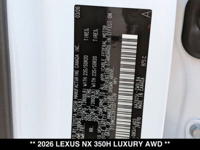 2026 Lexus NX HYBRID NX 350h LUXURY AWD