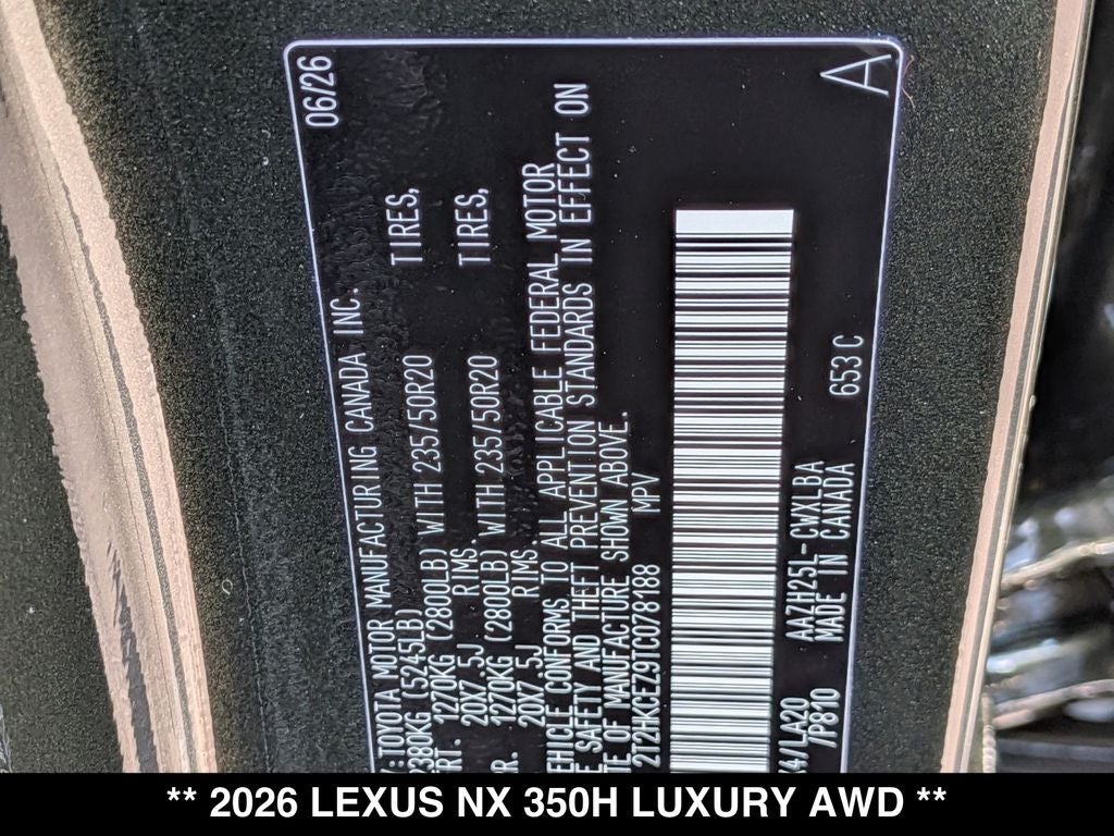 2026 Lexus NX HYBRID NX 350h LUXURY AWD