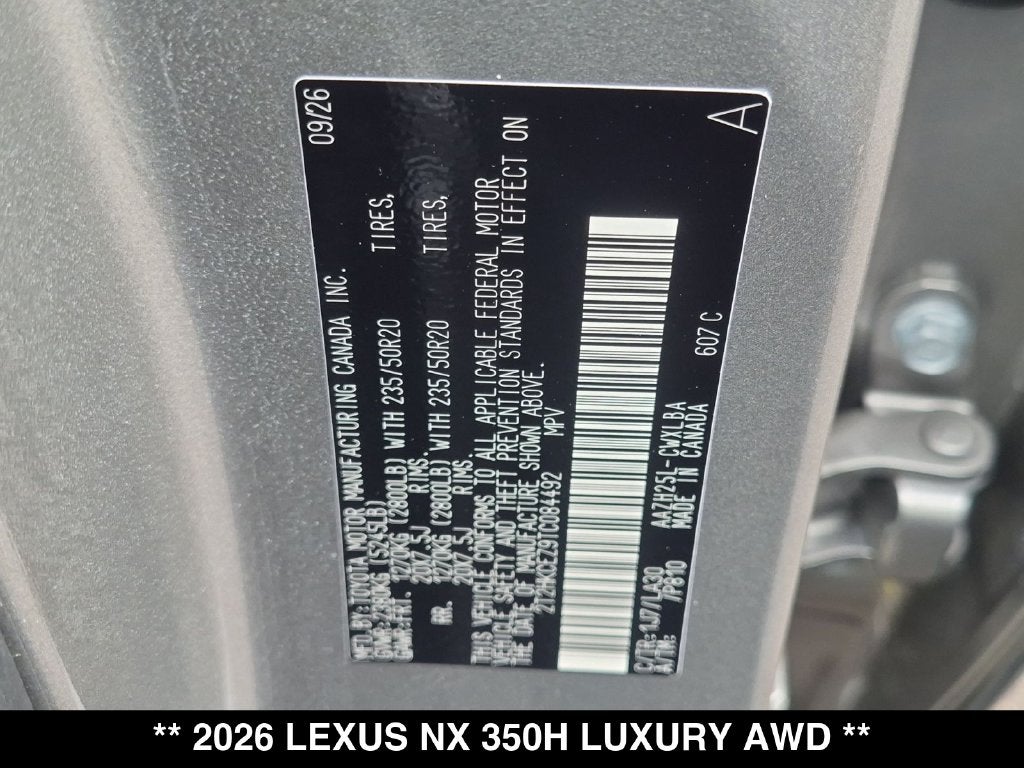 2026 Lexus NX HYBRID NX 350h LUXURY AWD