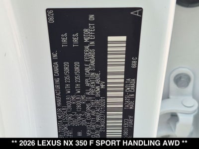 2026 Lexus NX 350 F SPORT HANDLING AWD