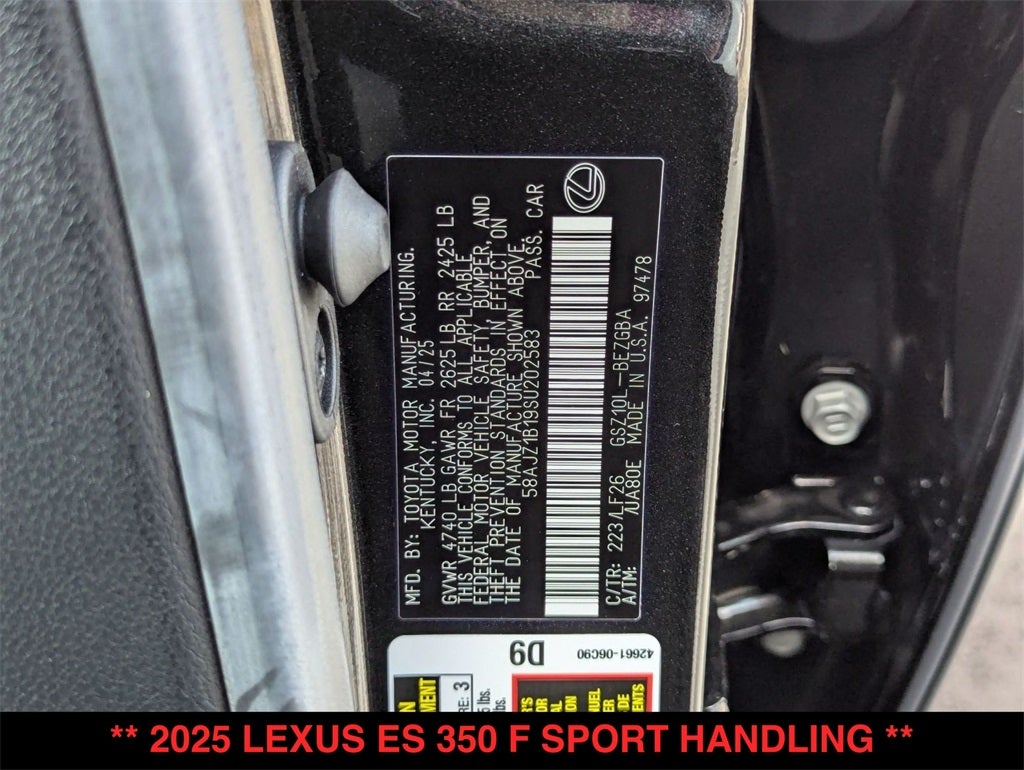 2025 Lexus ES 350 F SPORT HANDLING