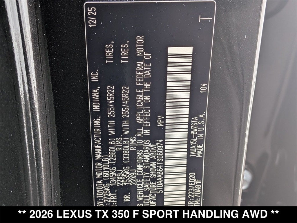 2026 Lexus TX 350 F SPORT HANDLING AWD