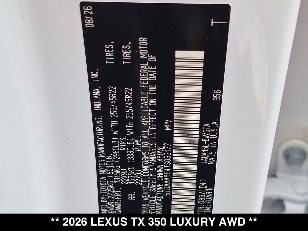 2026 Lexus TX 350 LUXURY AWD