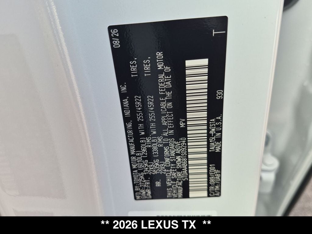 2026 Lexus TX 350 F SPORT HANDLING AWD