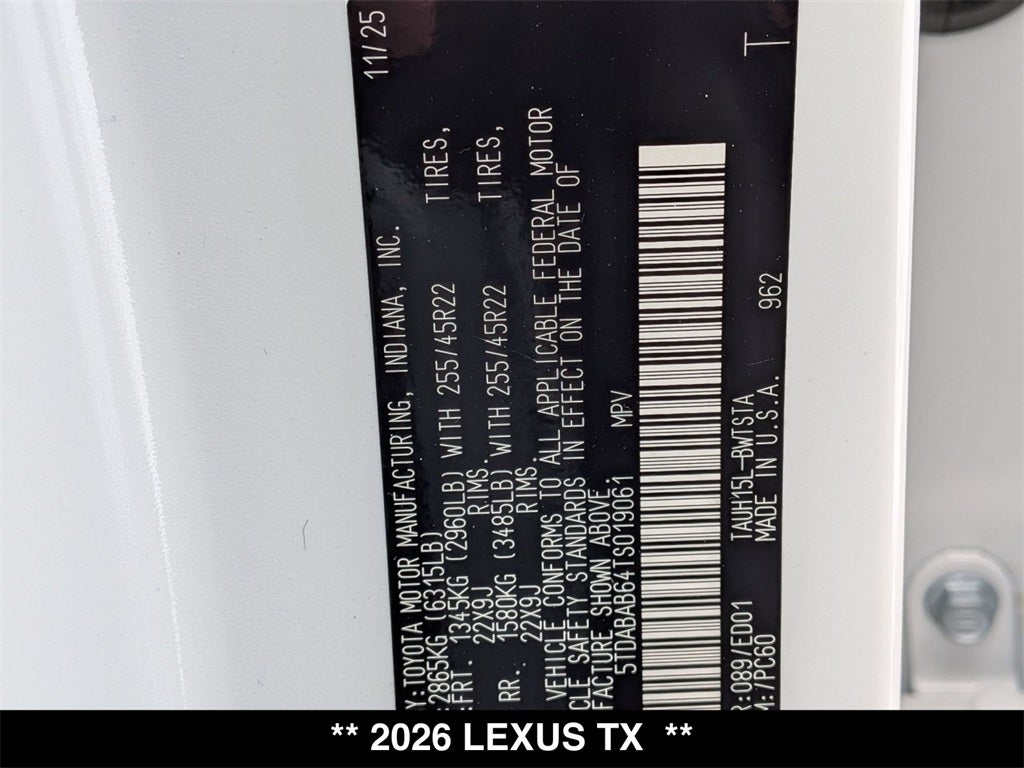 2026 Lexus TX HYBRID TX 500h F SPORT PERFORMANCE PREMIUM AWD