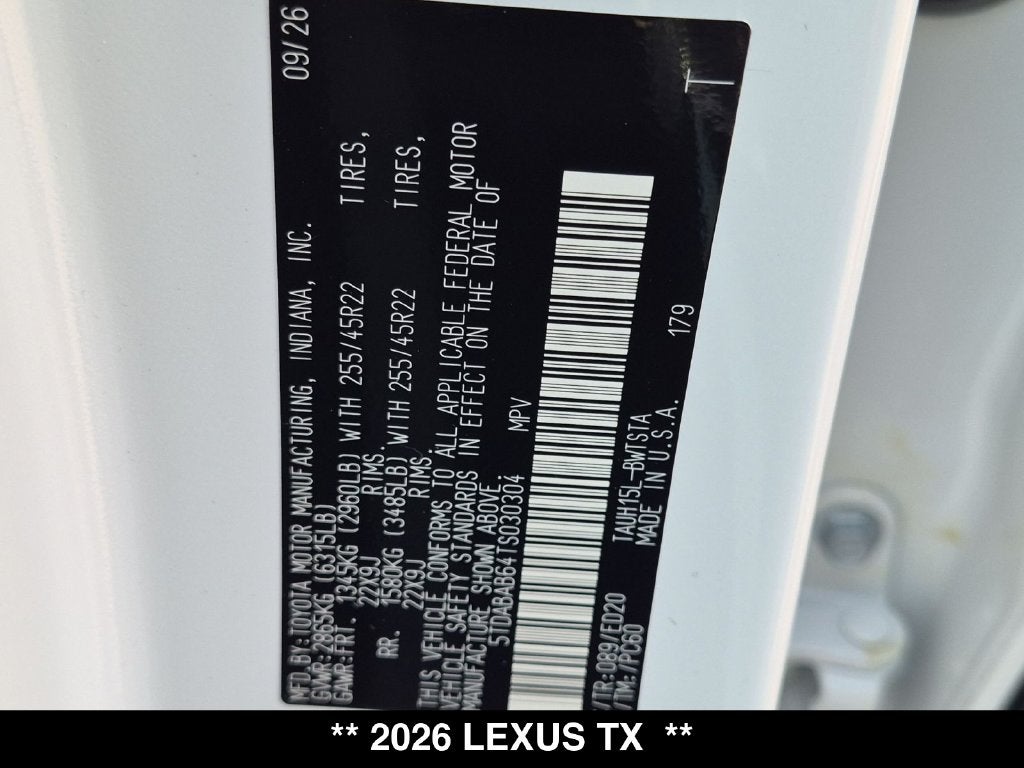 2026 Lexus TX HYBRID TX 500h F SPORT PERFORMANCE PREMIUM AWD