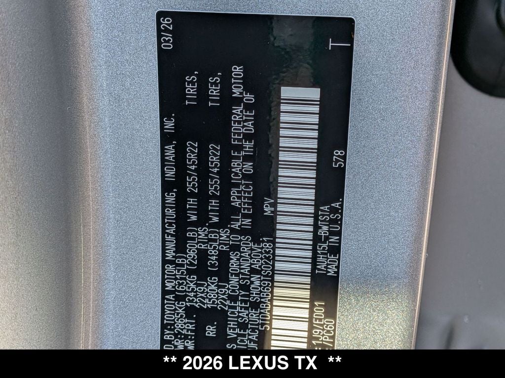 2026 Lexus TX HYBRID TX 500h F SPORT PERFORMANCE PREMIUM AWD