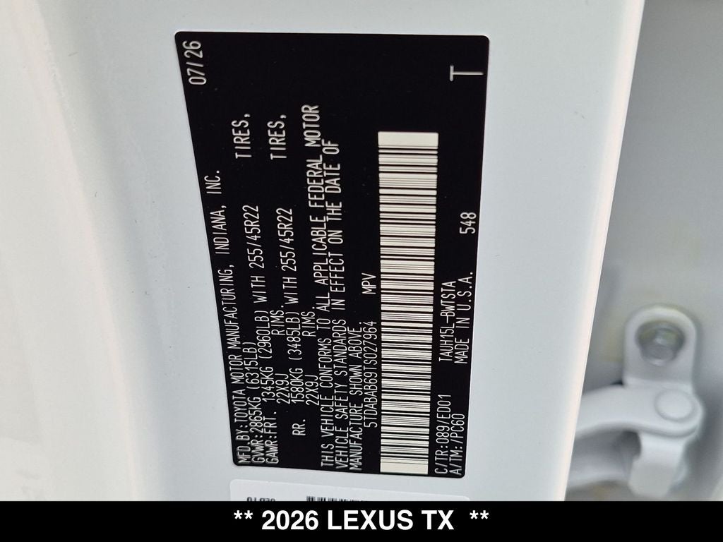 2026 Lexus TX HYBRID TX 500h F SPORT PERFORMANCE PREMIUM AWD