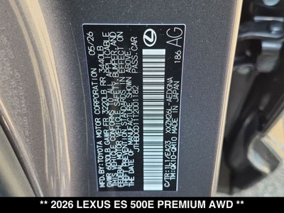 2026 Lexus ESe ES 500e PREMIUM AWD