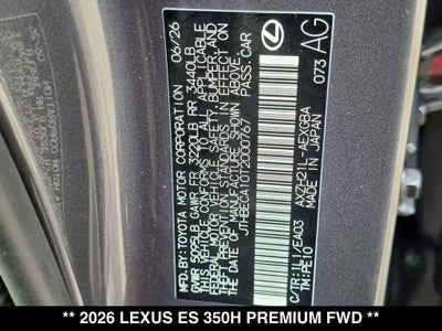 2026 Lexus ES HYBRID ES 350h PREMIUM