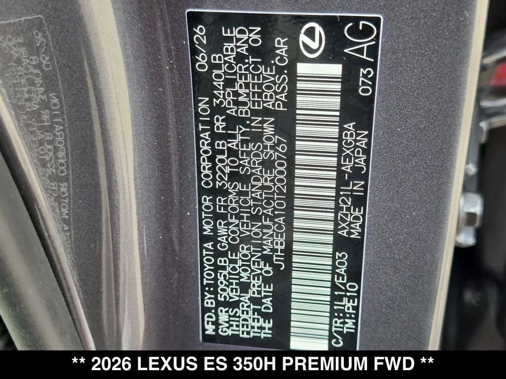 2026 Lexus ES HYBRID ES 350h PREMIUM