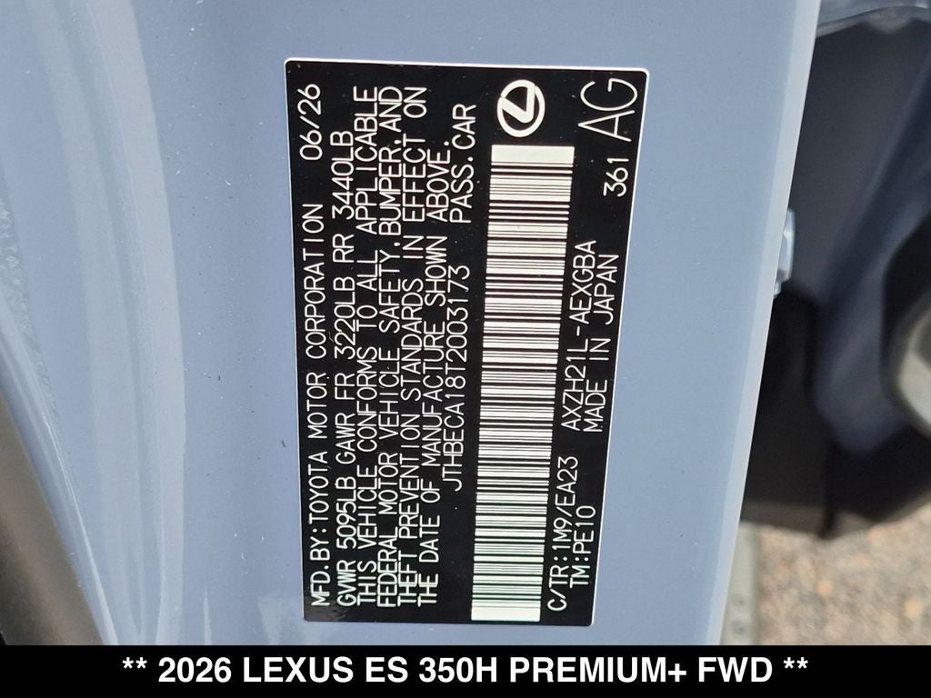 2026 Lexus ES HYBRID ES 350h PREMIUM+