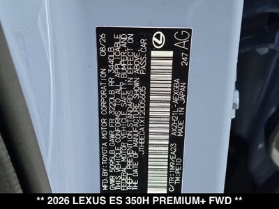 2026 Lexus ES HYBRID ES 350h PREMIUM+