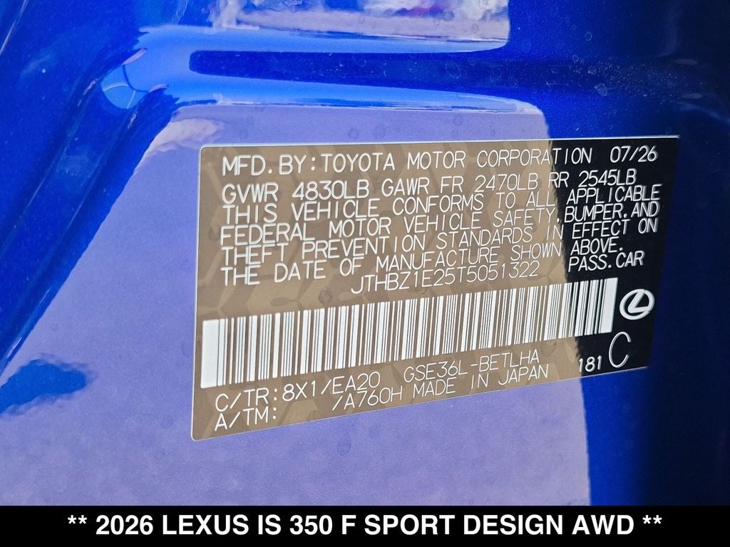 2026 Lexus IS 350 F SPORT DESIGN AWD