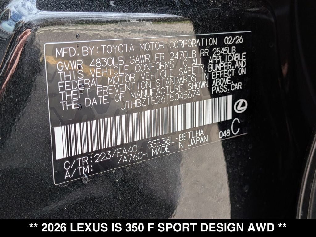 2026 Lexus IS 350 F SPORT DESIGN AWD