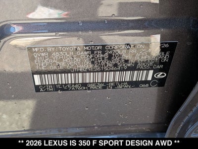 2026 Lexus IS 350 F SPORT DESIGN AWD