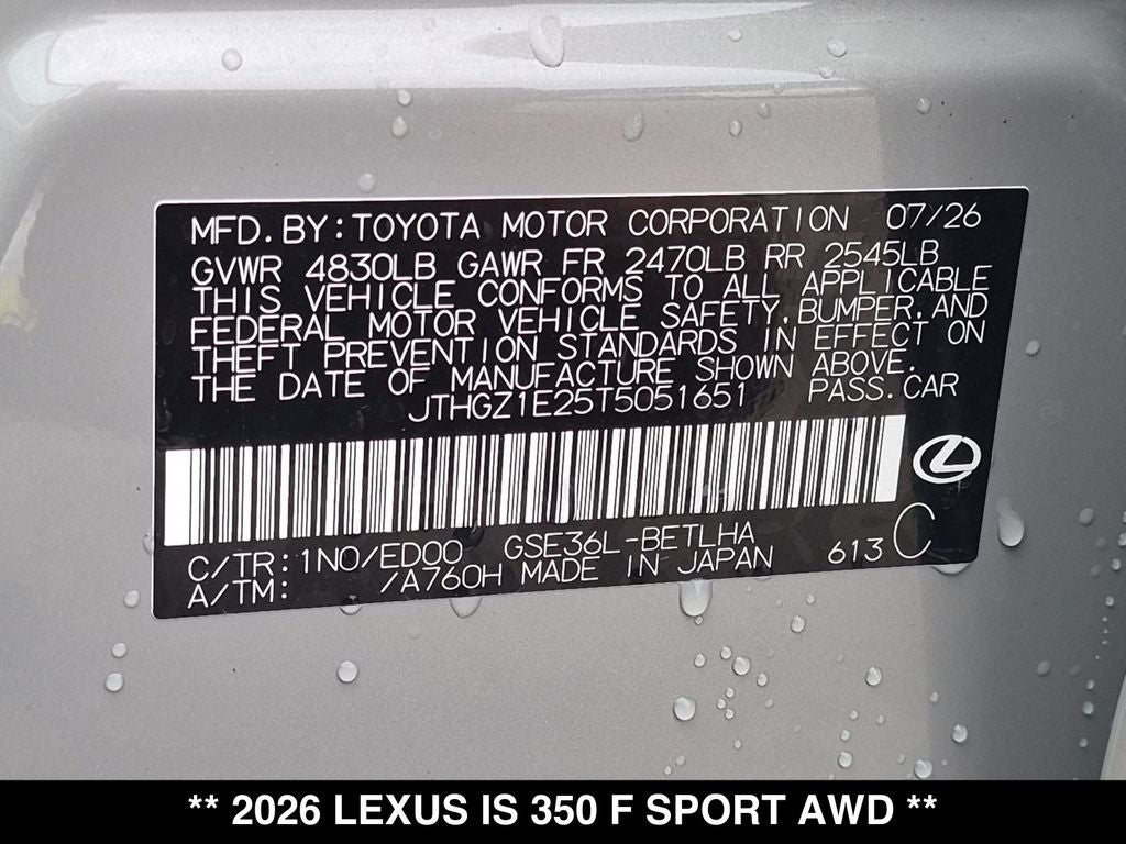 2026 Lexus IS 350 F SPORT AWD