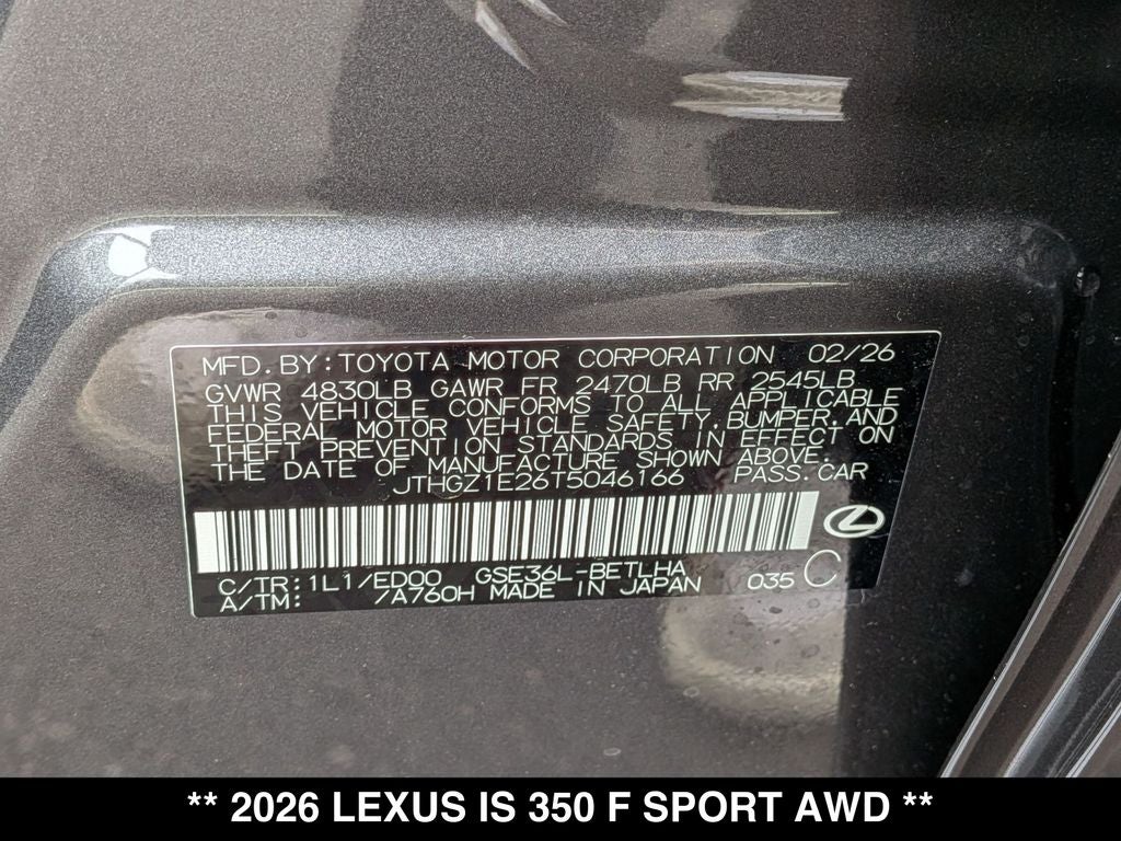 2026 Lexus IS 350 F SPORT AWD