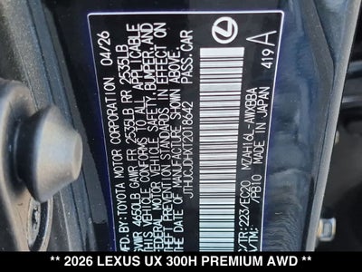 2026 Lexus UX HYBRID UX 300h PREMIUM AWD