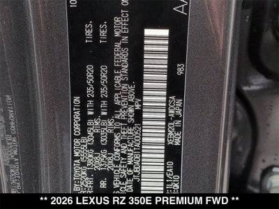 2026 Lexus RZ 350e PREMIUM
