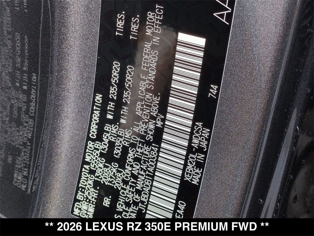 2026 Lexus RZ 350e PREMIUM