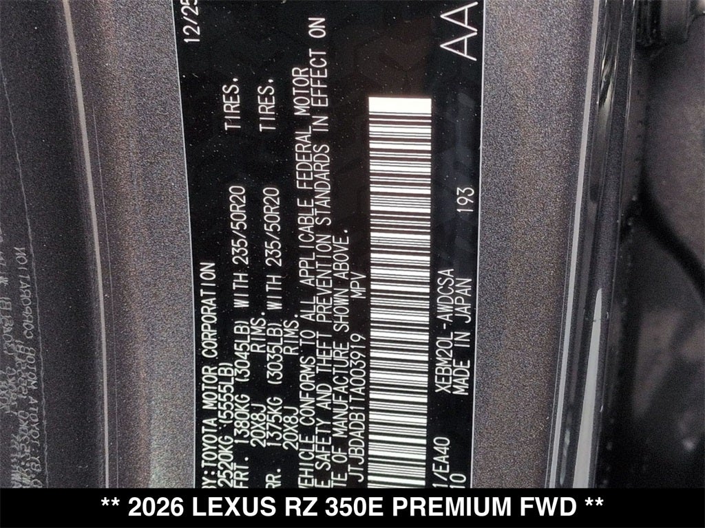 2026 Lexus RZ 350e PREMIUM