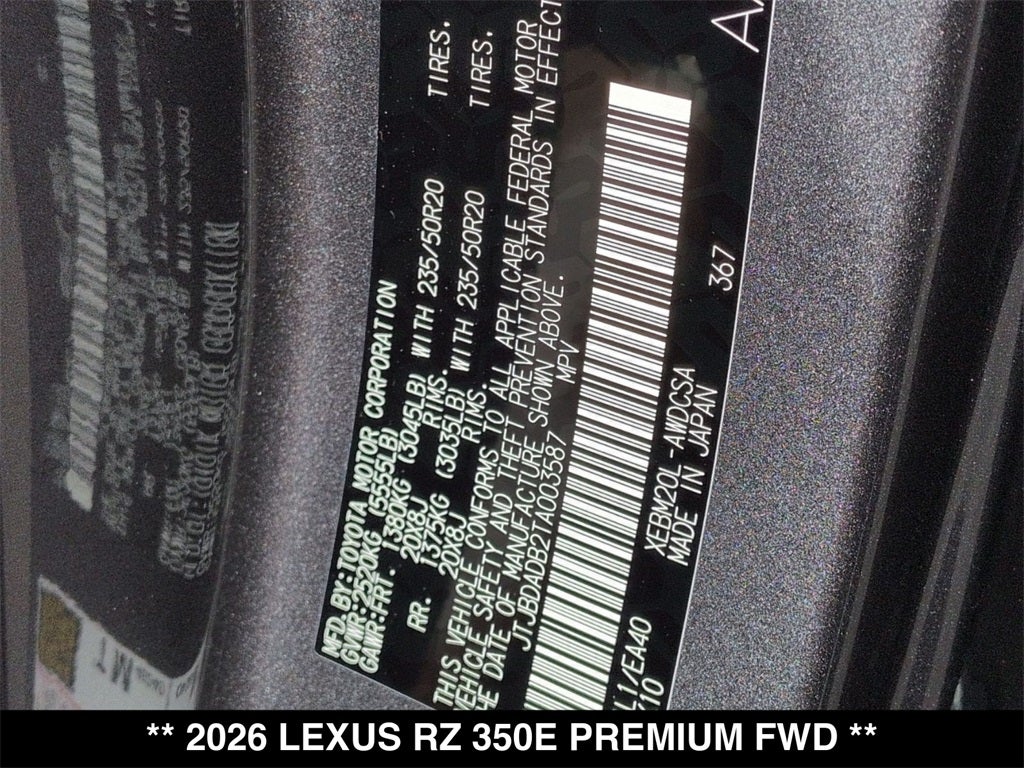 2026 Lexus RZ 350e PREMIUM