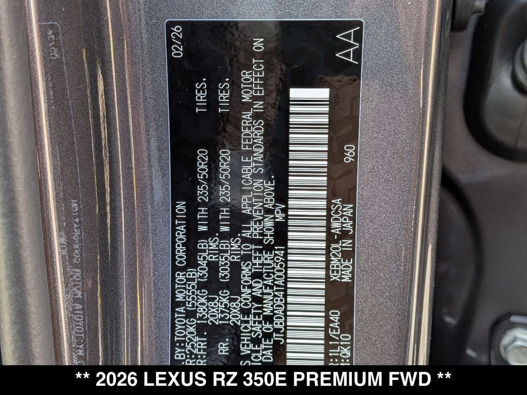 2026 Lexus RZ 350e PREMIUM