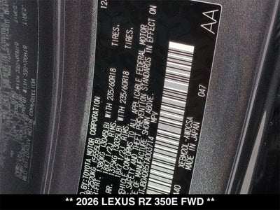 2026 Lexus RZ 350e