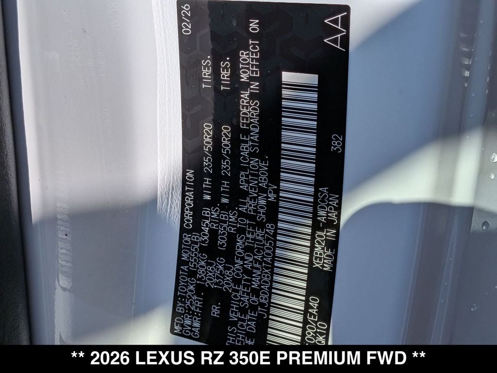 2026 Lexus RZ 350e PREMIUM