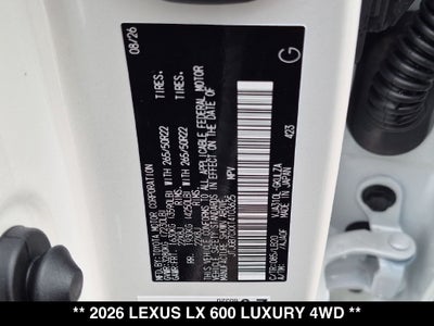 2026 Lexus LX 600 LUXURY