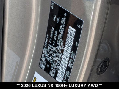 2026 Lexus NX PLUG-IN HYBRID ELECTRIC VEHICLE NX 450h+ LUXURY AWD
