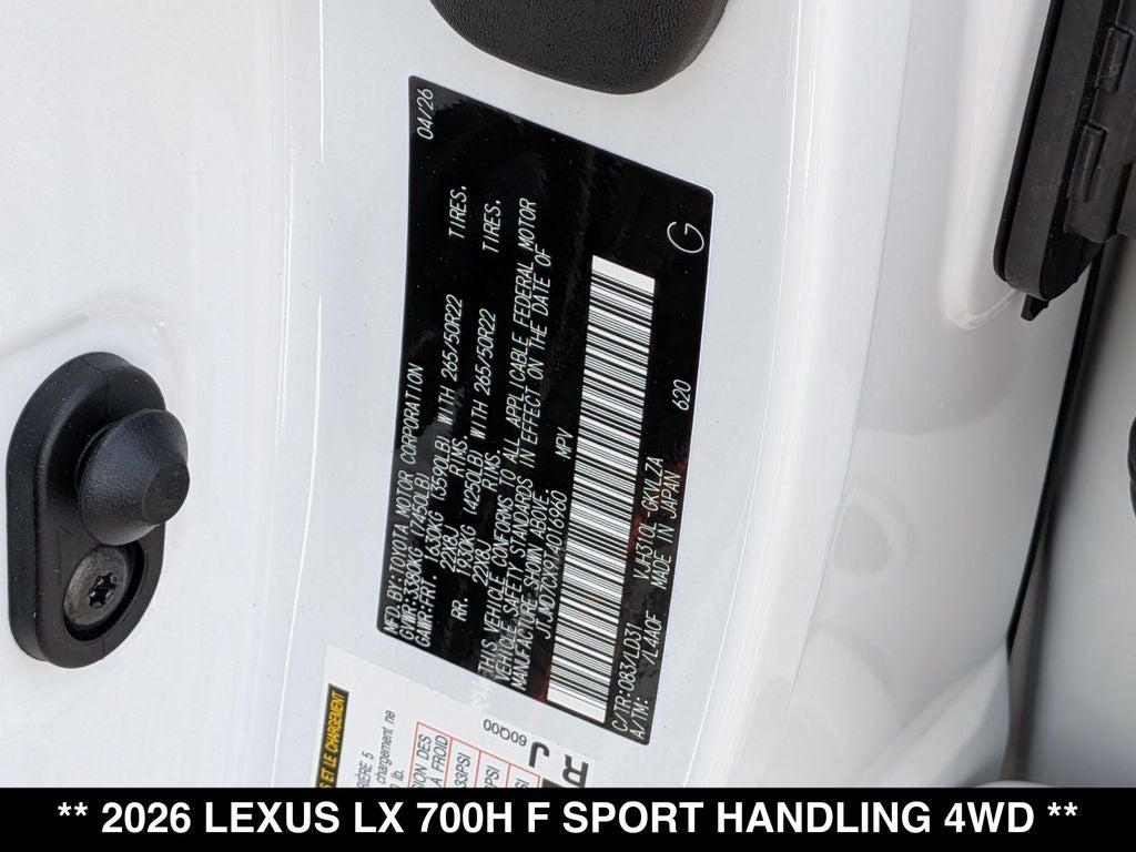 2026 Lexus LX HYBRID LX 700h F SPORT HANDLING