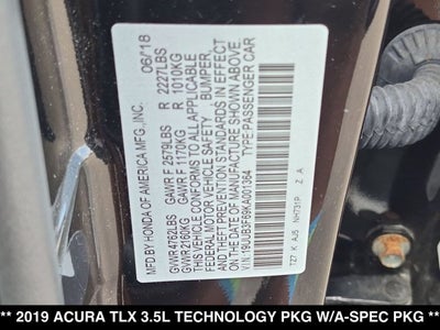 2019 Acura TLX 3.5L Technology Pkg w/A-Spec Pkg