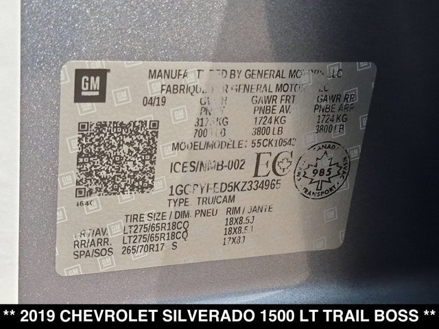 2019 Chevrolet Silverado 1500 LT Trail Boss