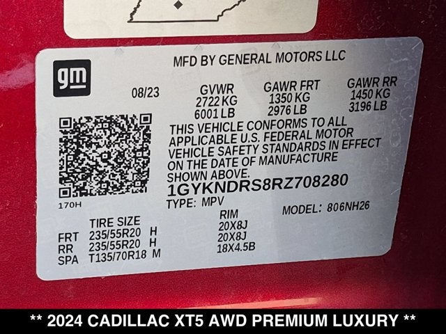 2024 Cadillac XT5 AWD Premium Luxury
