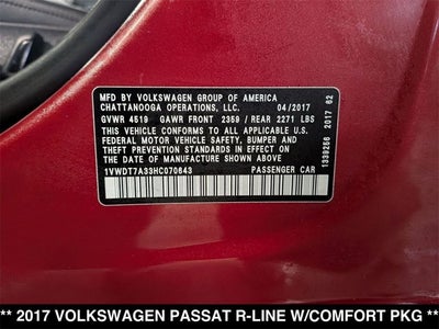 2017 Volkswagen Passat R-Line w/Comfort Pkg