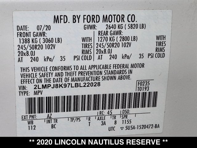 2020 Lincoln Nautilus Reserve