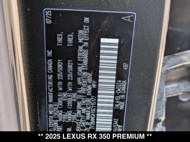 2025 Lexus RX 350 RX 350 Premium