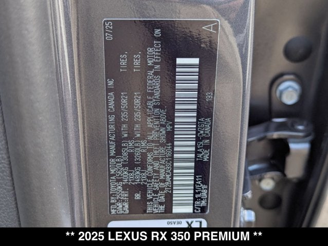 2025 Lexus RX 350 RX 350 Premium