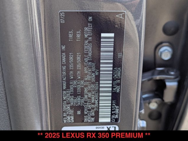 2025 Lexus RX 350 RX 350 Premium