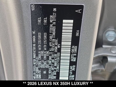 2026 Lexus NX 350h NX 350h Luxury