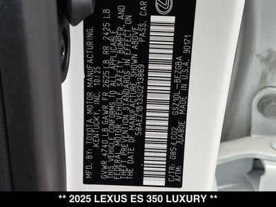 2025 Lexus ES 350 ES 350 Luxury