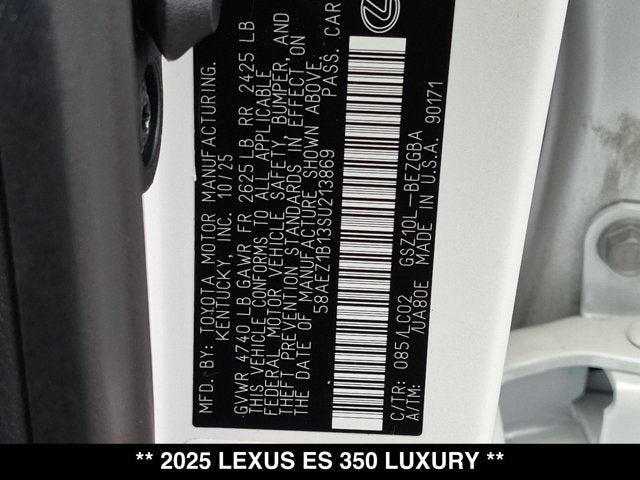 2025 Lexus ES 350 ES 350 Luxury