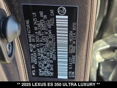 2025 Lexus ES 350 ES 350 Ultra Luxury