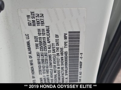 2019 Honda Odyssey Elite