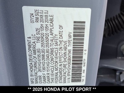 2025 Honda Pilot Sport