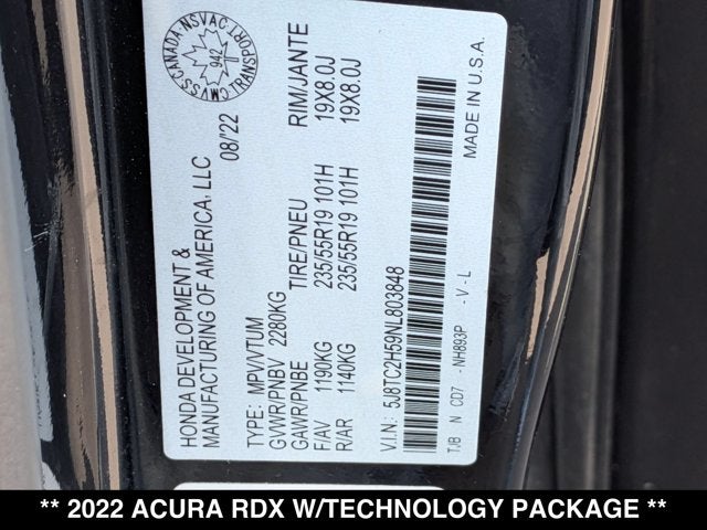 2022 Acura RDX w/Technology Package