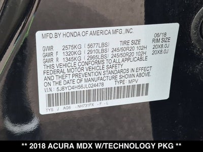2018 Acura MDX w/Technology Pkg